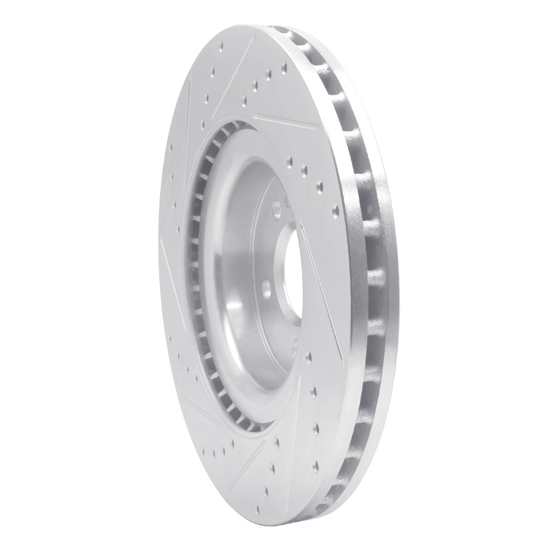 Mercedes-Benz GL350 Brake Rotor (1) - Front Right - R1 Concepts - Drilled & Slotted - Silver - `13-`19